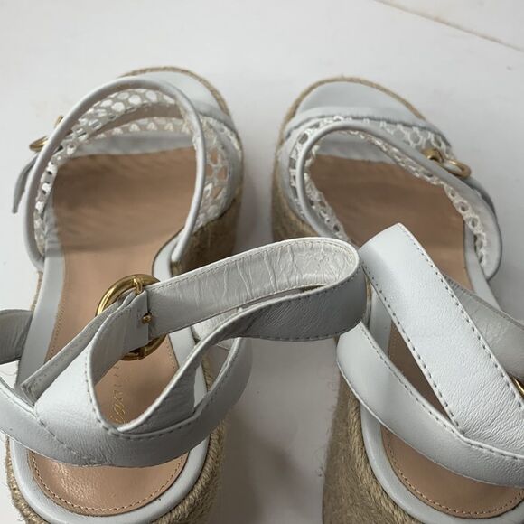 Gianvito Rossi Solana Buckle Napa wedge white leather platform wedge sandals - Picture 13 of 15